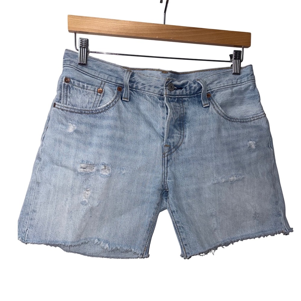 Levi's501CT Distressed Cutoff Denim Shorts Women's SizeW27 Light Wash Button Fly